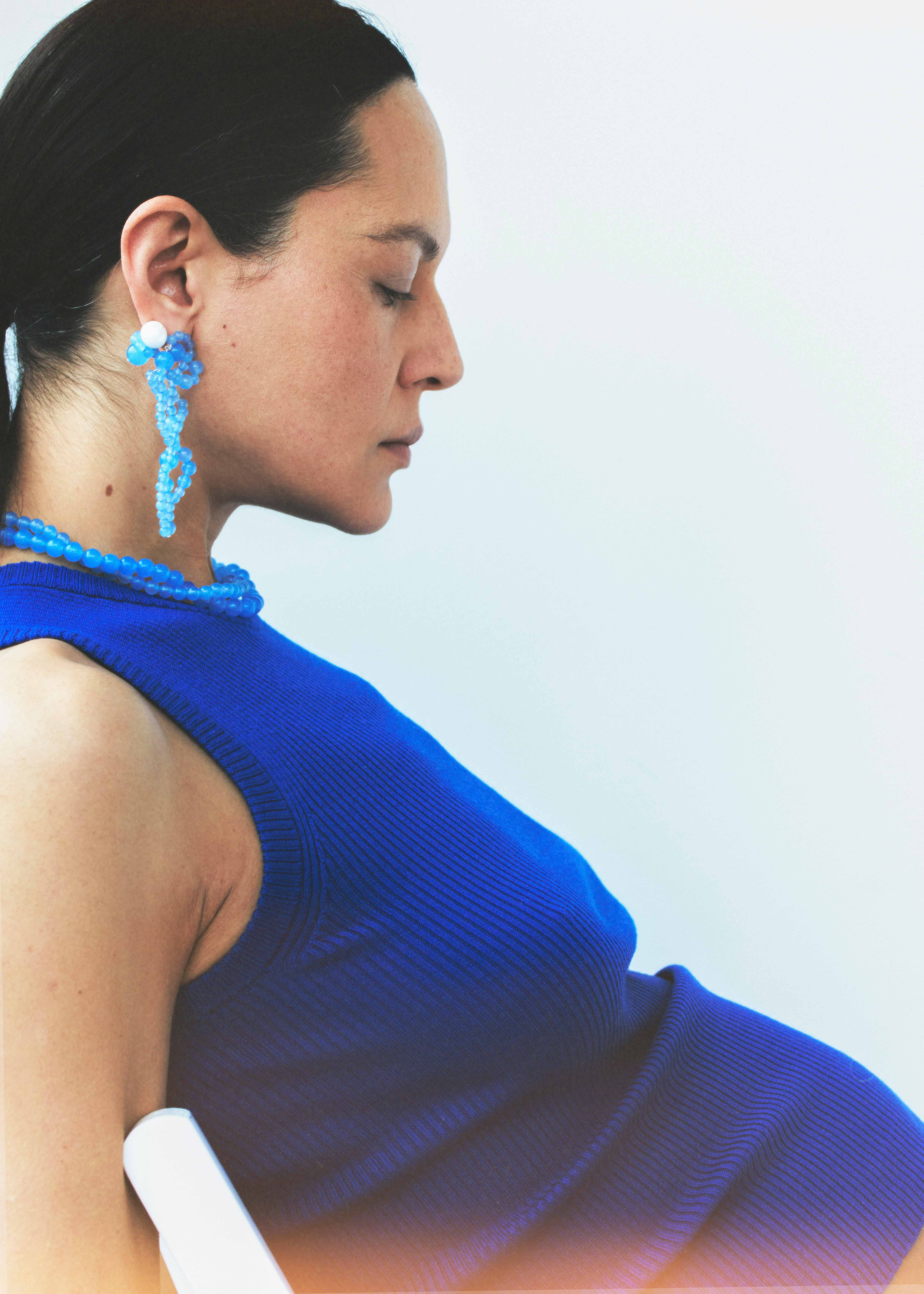 True blueBeaded jewellery is the ultimate summer style upgrade. These blue Lace Agate earrings with a pale blue tone and soothing energy, make them the ultimate summer gemstone. Their soft, breezy aesthetic pairs beautifully with warm weather wardrobes and sun-kissed skin. Earrings, £255, Completedworks