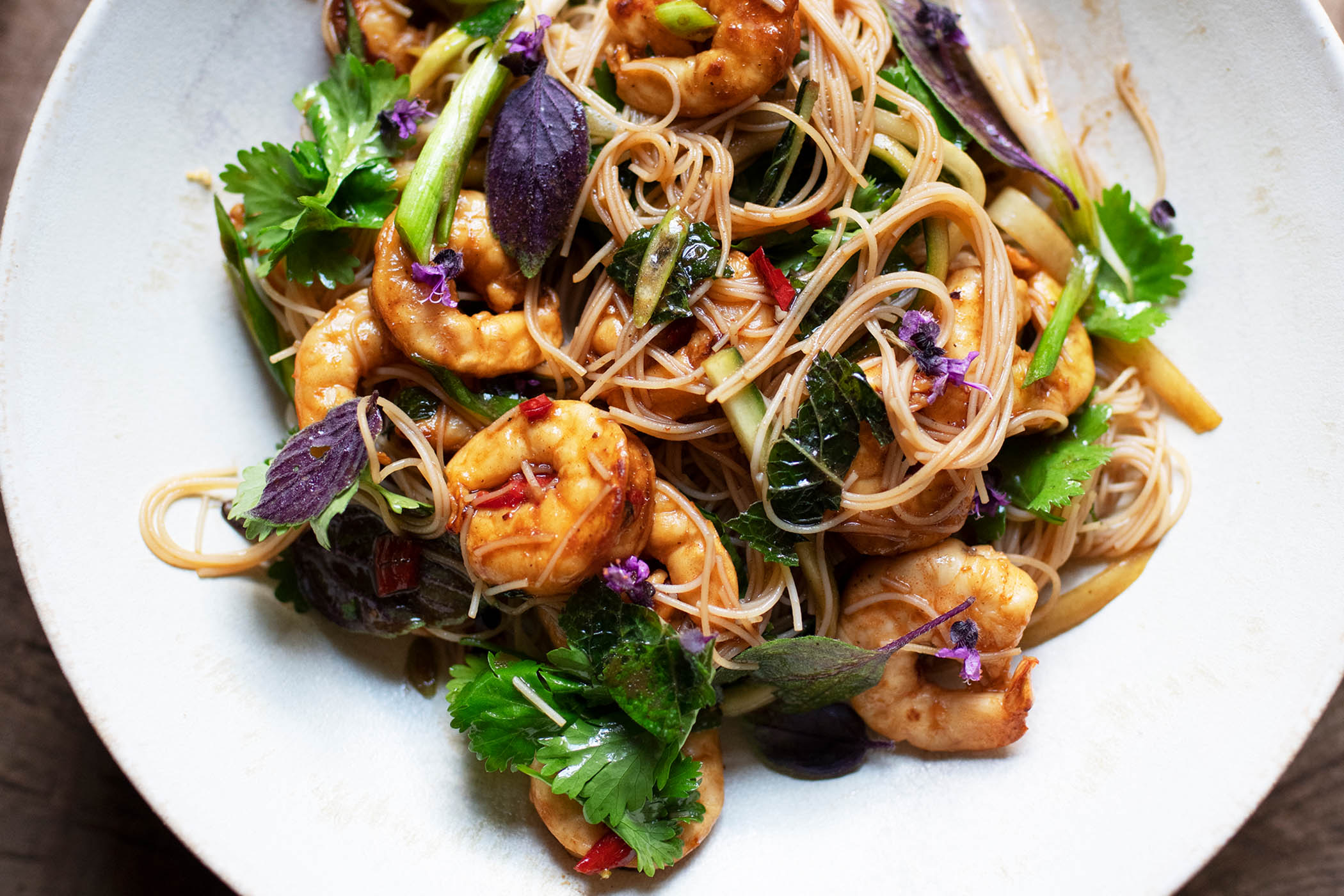 Nigel Slater’s noodles, prawns and cucumber