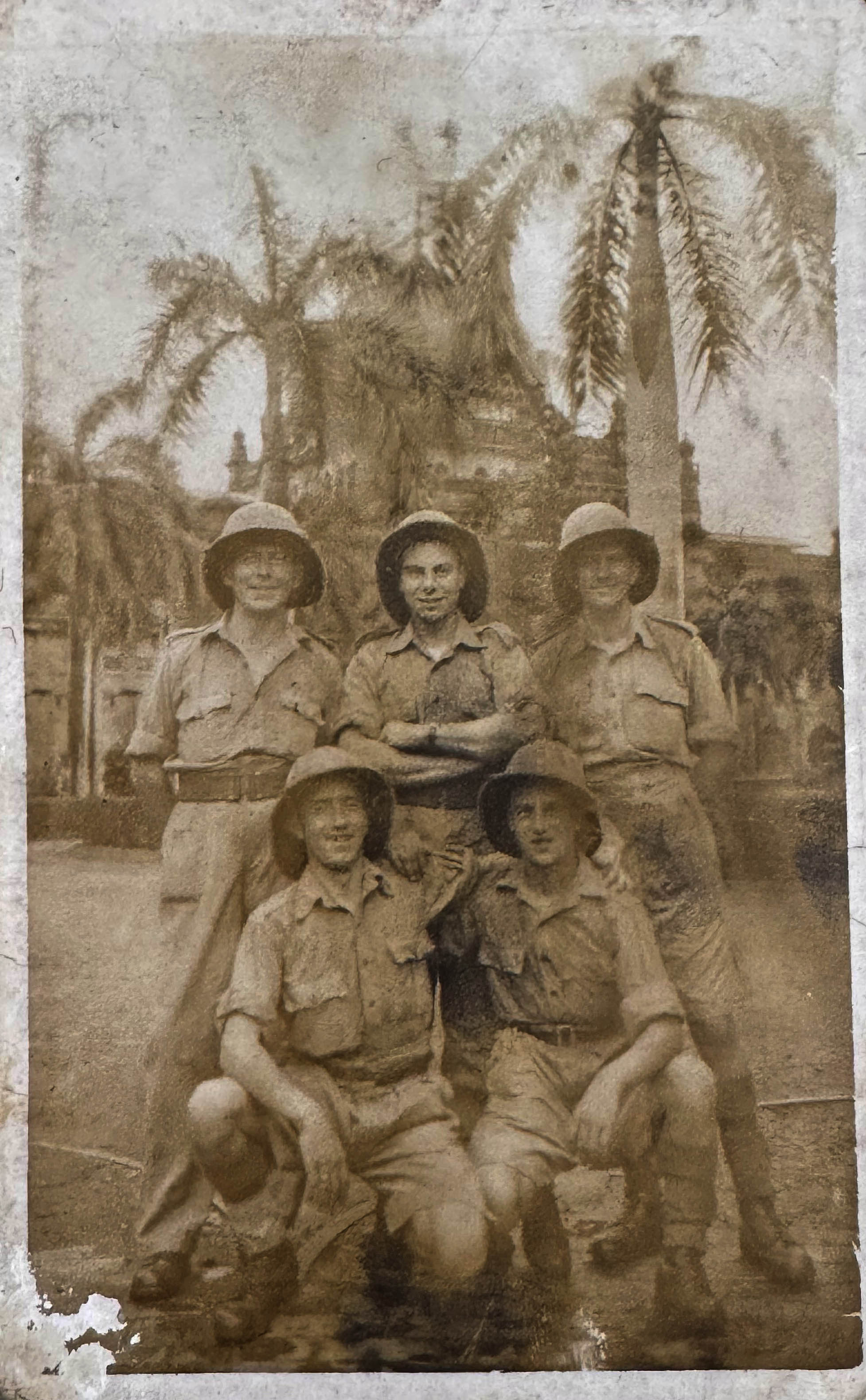 Private Thomas McKie, top left, in India before serving in Burma