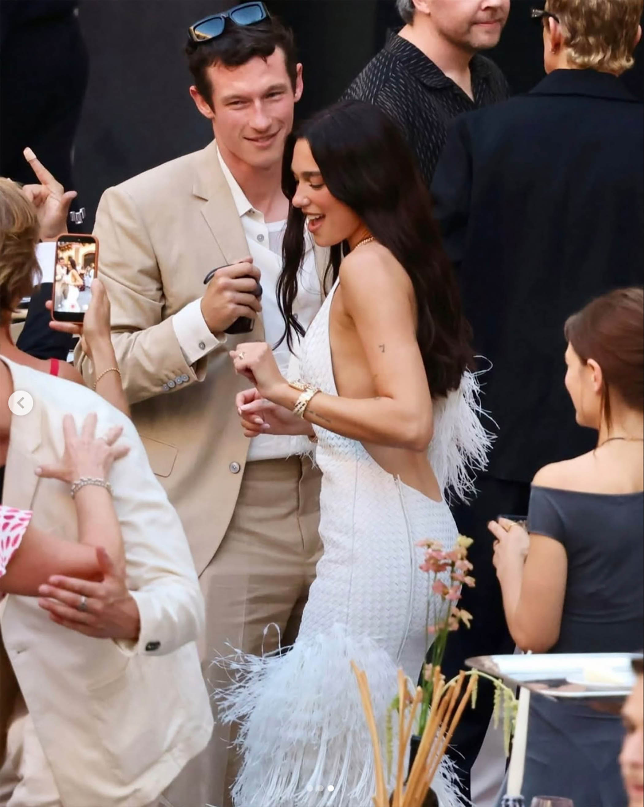 In Sicily Dua Lipa wore a lather halterneck dress