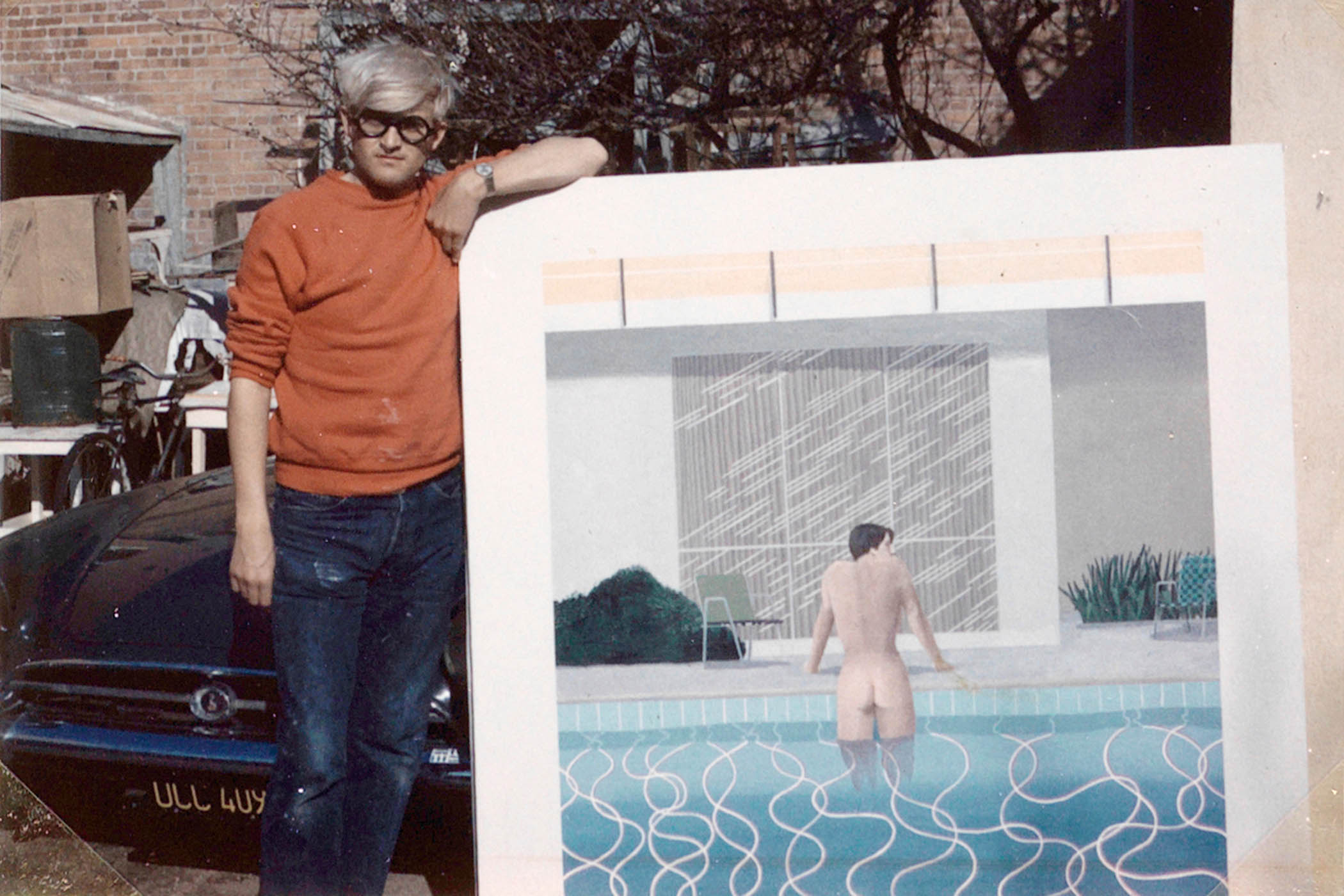 David Hockney in Los Angeles with Peter Getting Out of Nick’s Pool, 1966