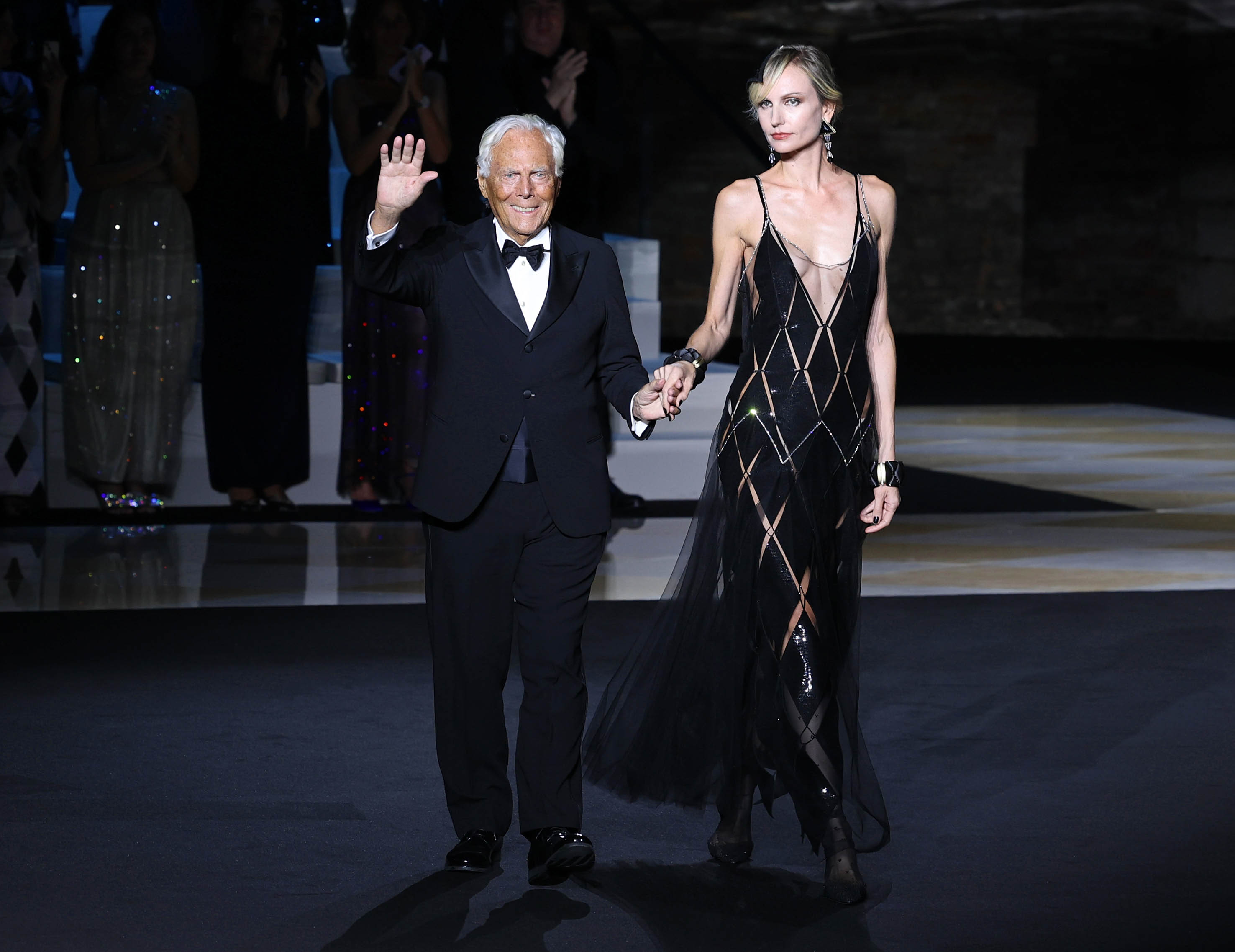 Walk of fame: Armani at the One Night in Venice runway show on 2 September 2023 in Venice
