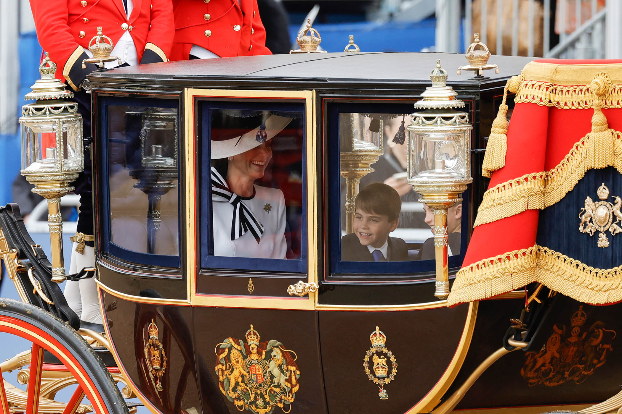 The Princess of Wales and Prince Louis during Trooping the Colour 2024