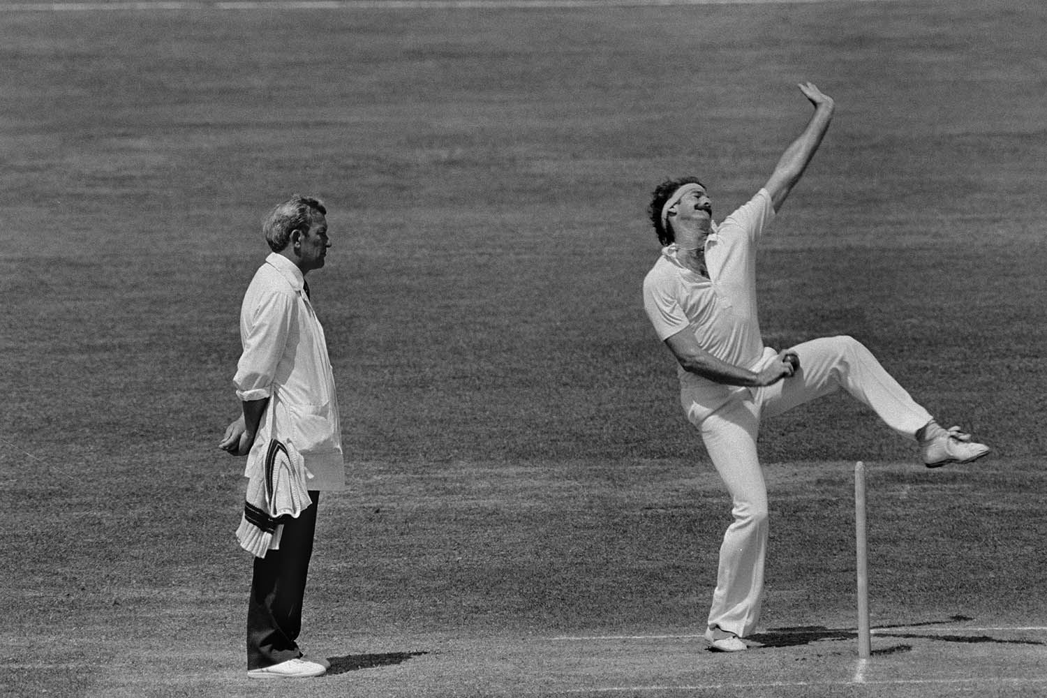 Dennis Lillee bowling during a match, July 14th 1981.