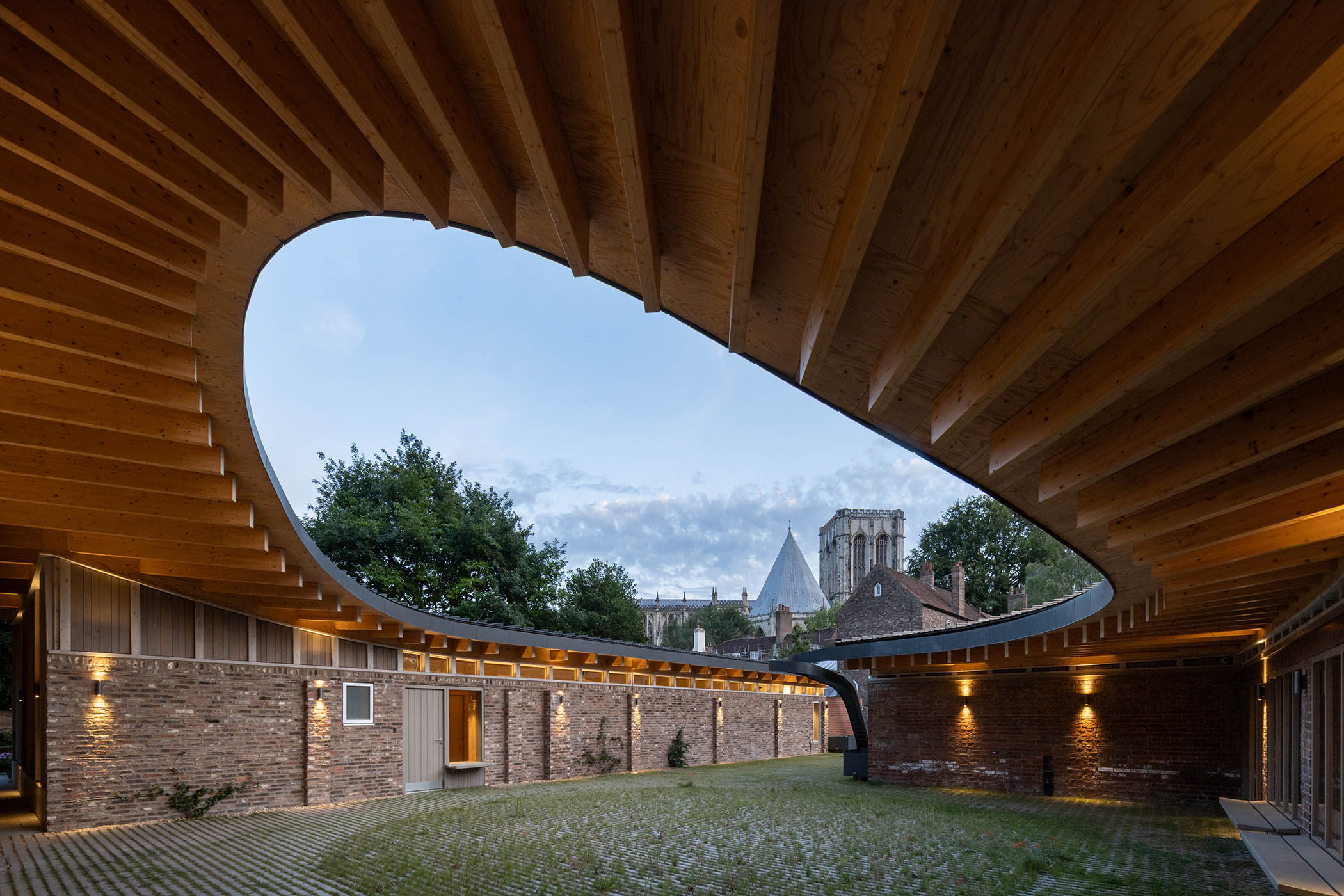 ‘A candidate for the shortlist’: Heritage Quad in the grounds of York Minster, with its curvaceous roof framing views