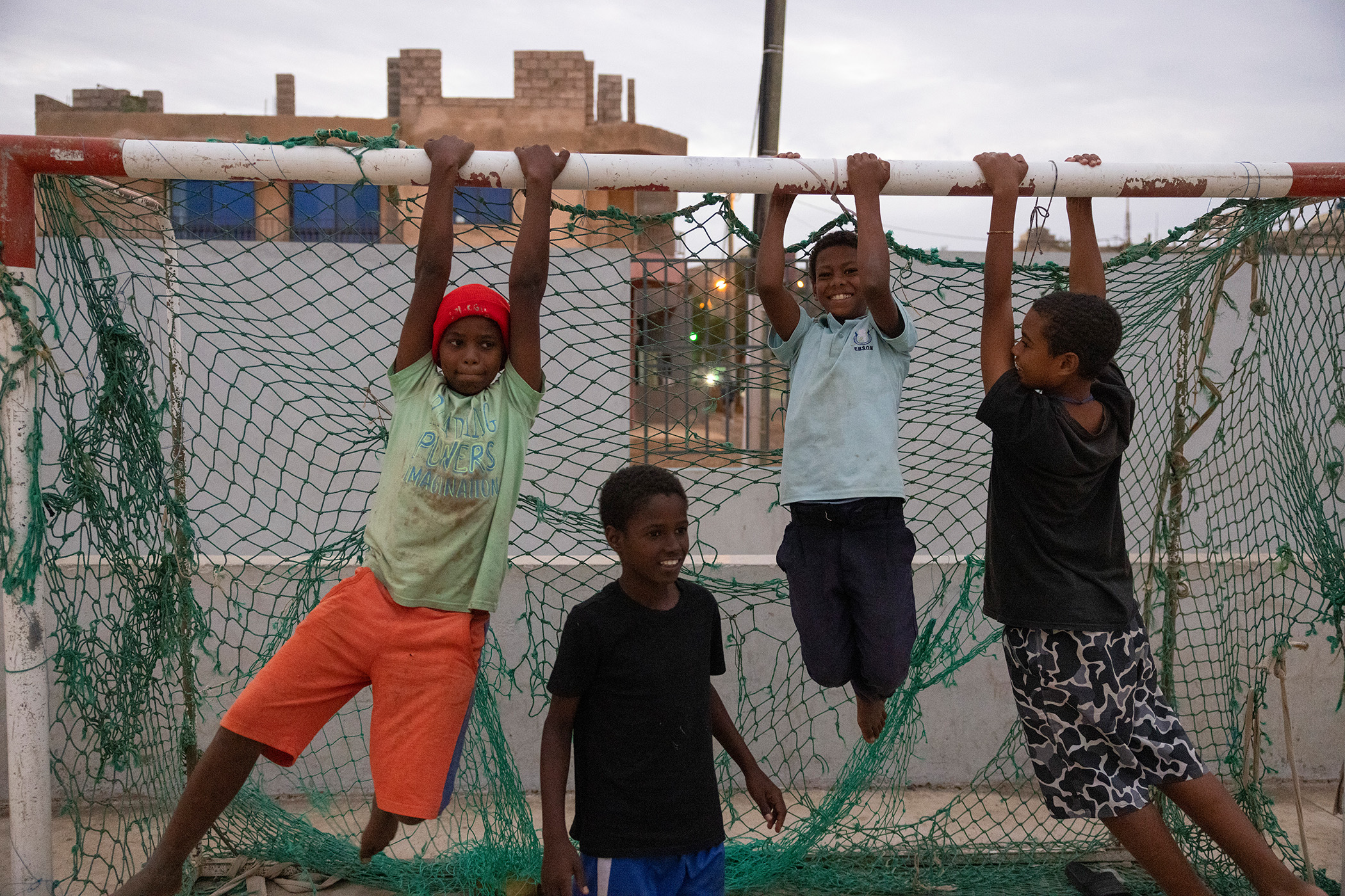 Hanging out: a concrete pitch attracts keen players in Espargos.