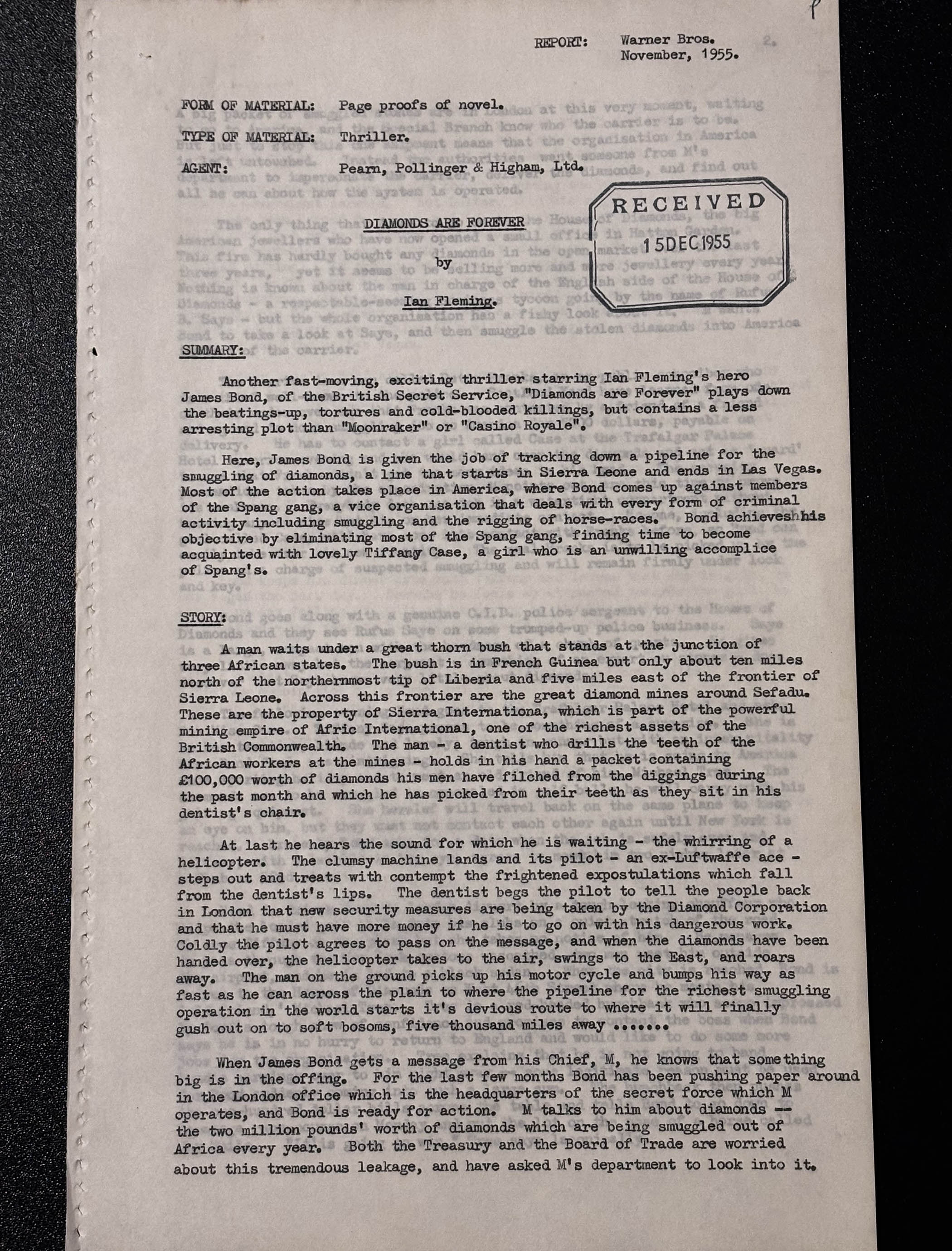 The reader's report for Diamonds are Forever