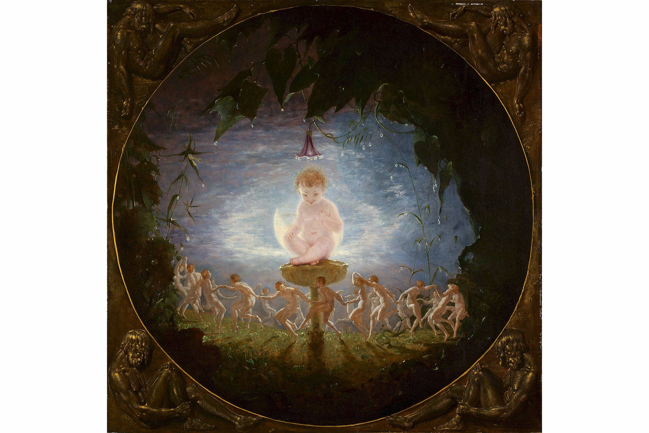 A circular canvas shows Puck as a demonic little baby cross-legged on a mushroom