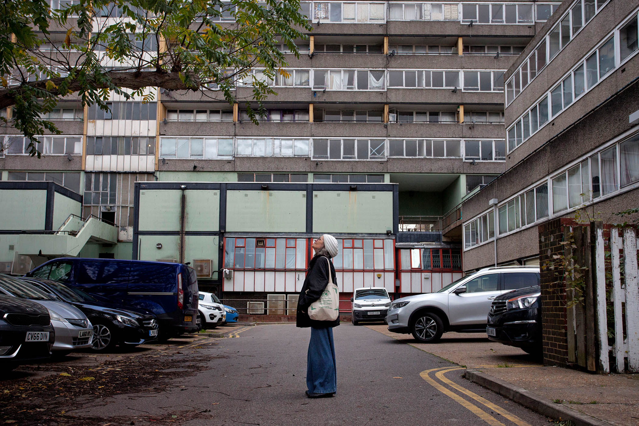 Resident Laura Fudge outside the estate’s Taplow building
