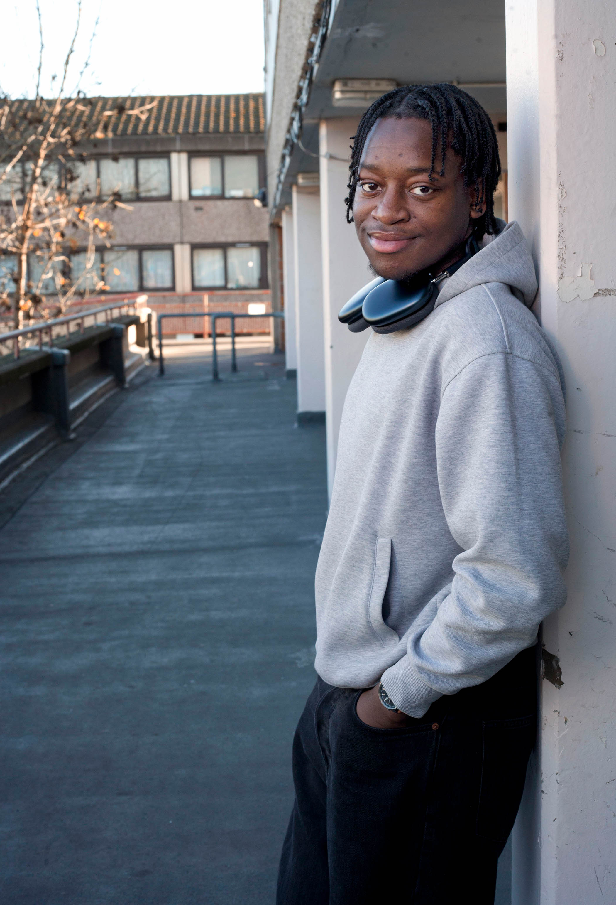 Uthmaan, an 18-year-old who lives on the estate, on his way to a university lecture