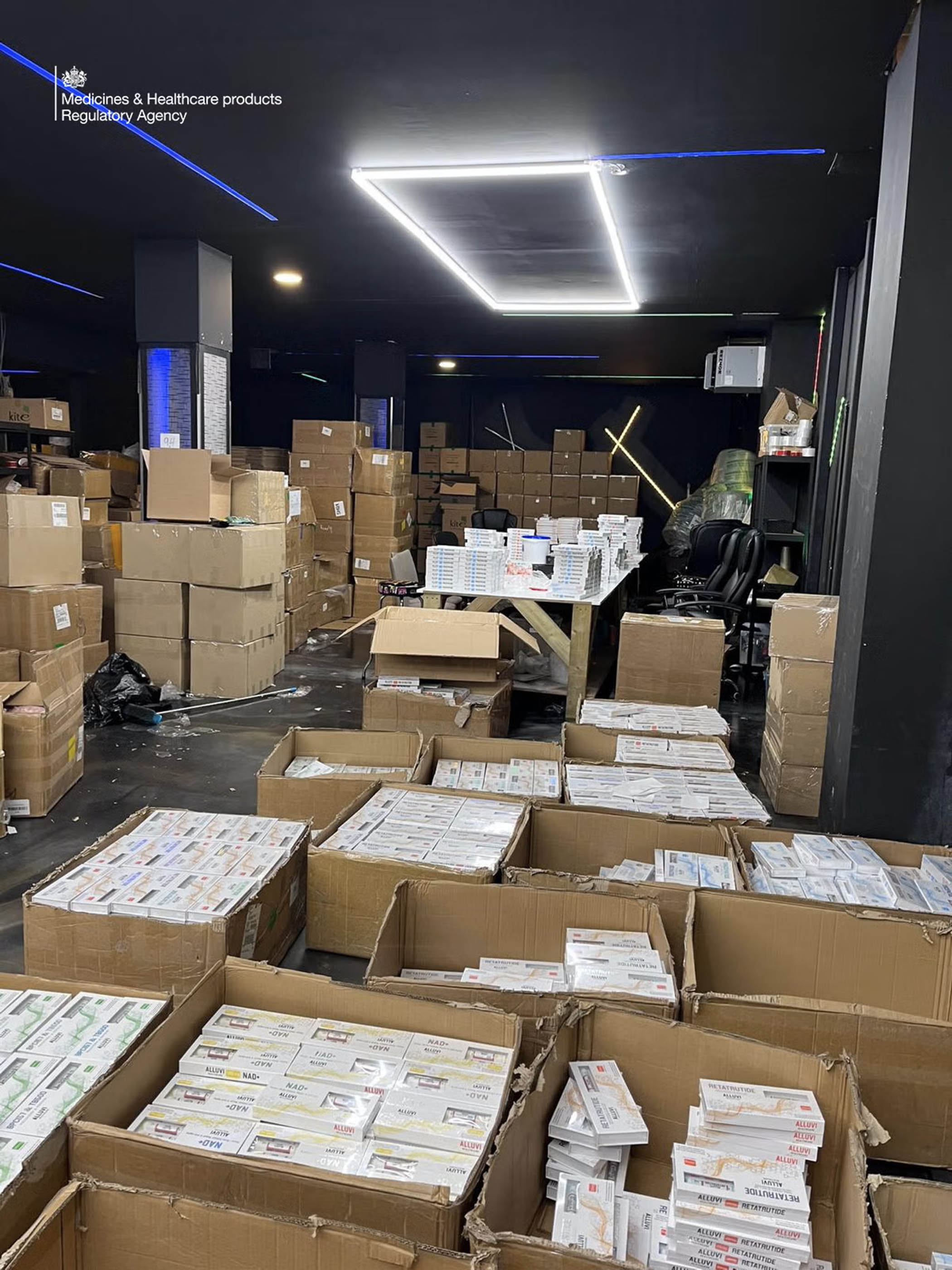 Boxes of weight-loss drugs seized in a warehouse raid by Northamptonshire police last year