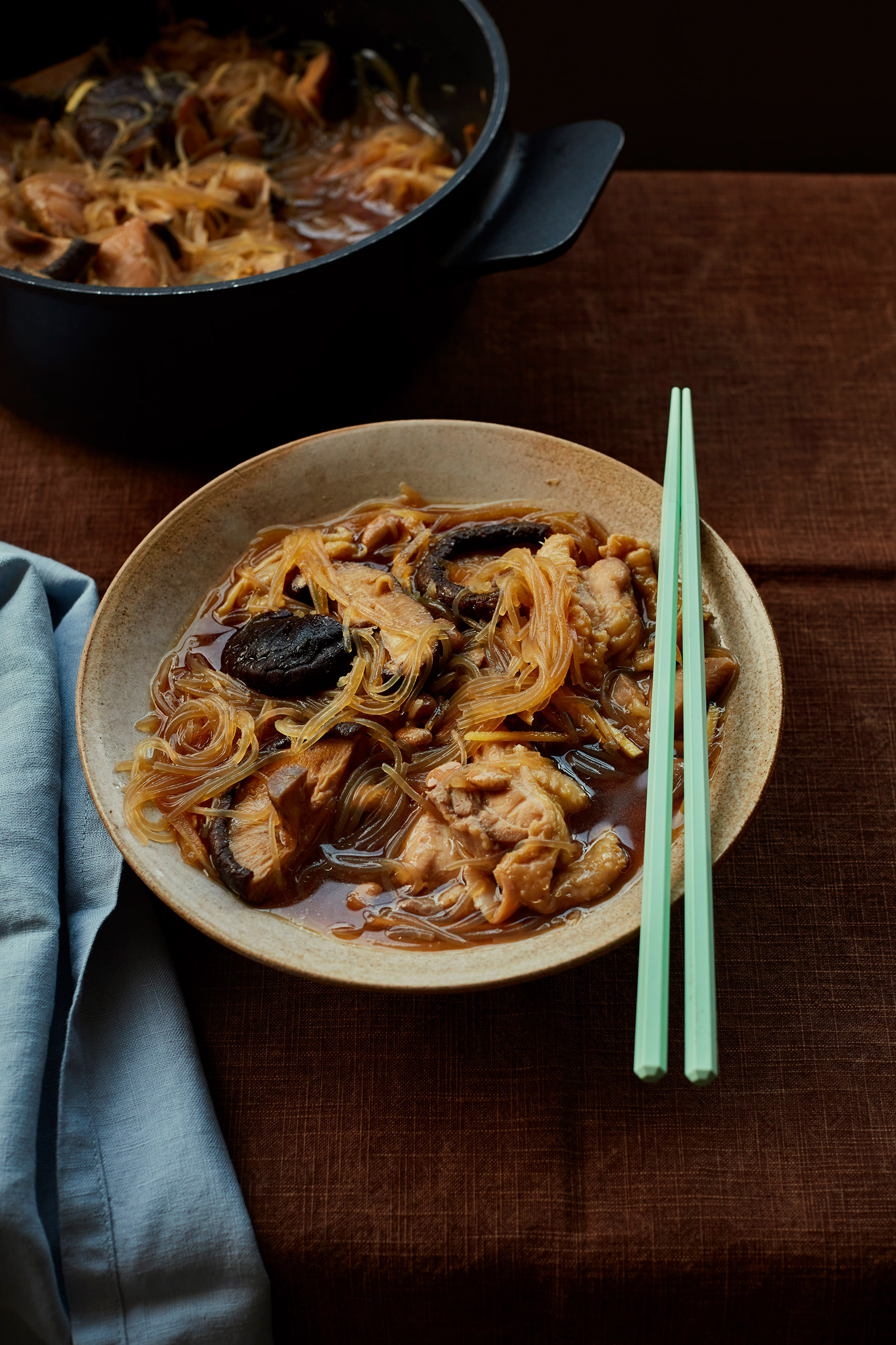 One-pot wonder: braised chicken glass noodles with ginger and salted soy beans