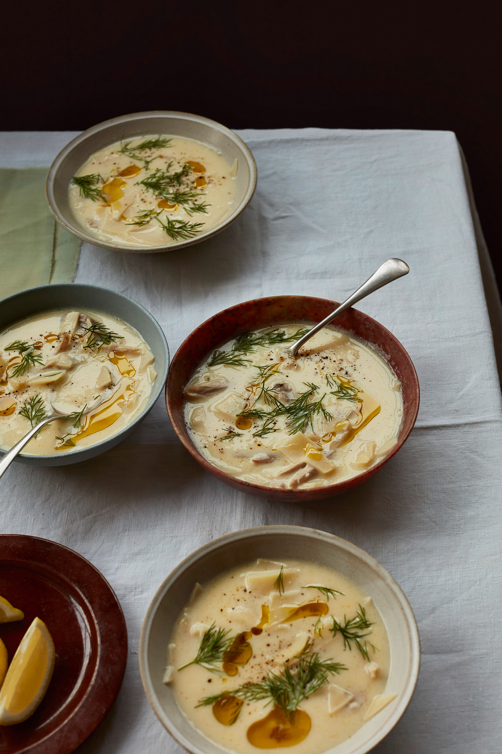 If short on time, skip braising the veg: avgolemono with lasagne shards