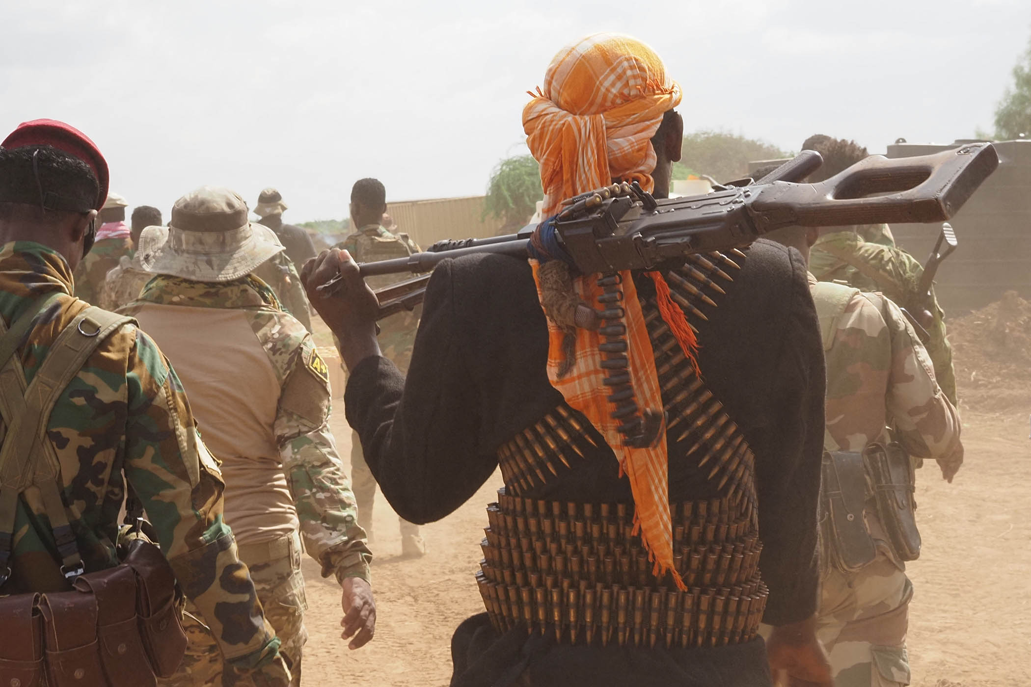 A soldier from the Somali National Army in the bridge town of Sabid