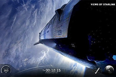 This SpaceX live feed shows a view from SpaceX’sStarship 39 rocket after launching from Starbase during the 12th test flight on May 22, 2026