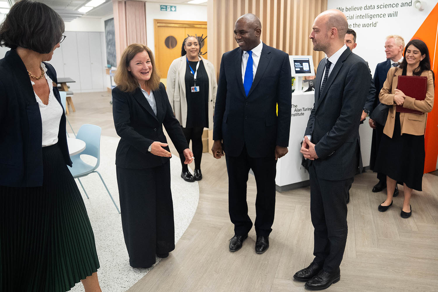 Institute chief Jean Innes greets foreign secretary David Lammy and his French counterpart Jean-Noel Barrot