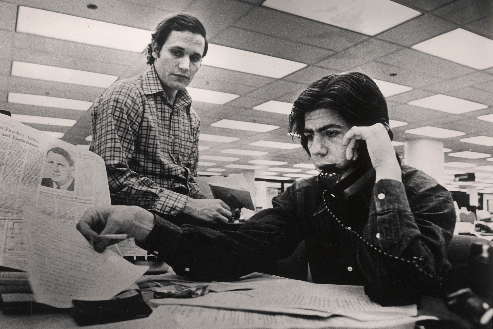 Bob Woodward (left) and Carl Bernstein in the Washington Post newsroom