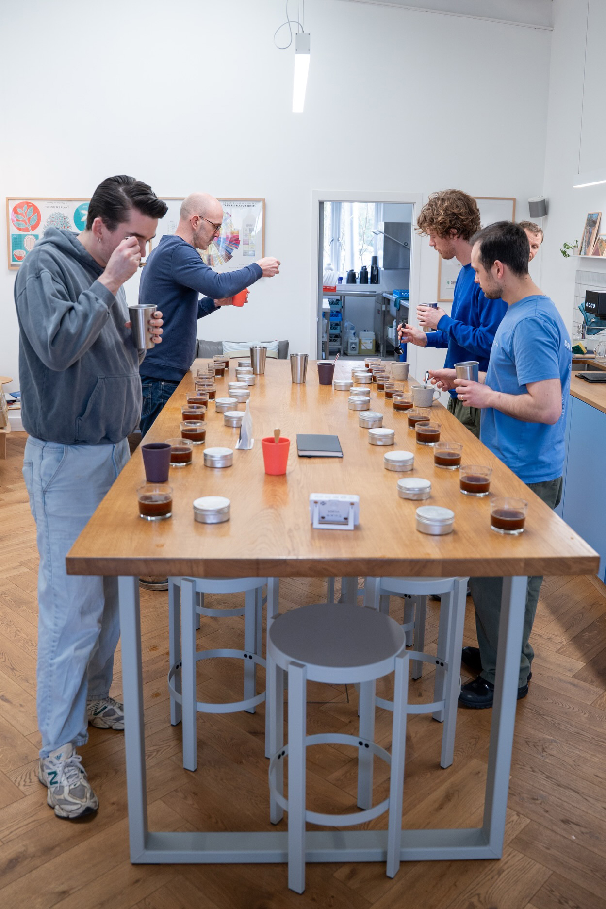 ‘Pucker up and slurp’: A cupping session underway at Campbell & Syme