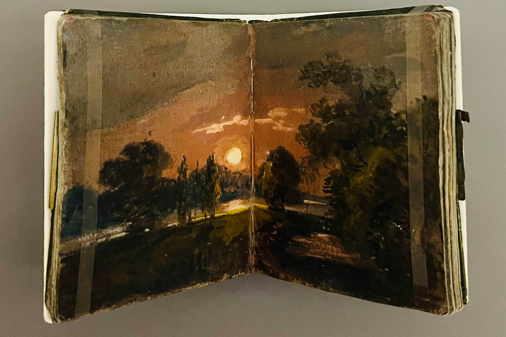 ‘One of the smallest yet greatest works by Turner you will ever see’: Sunset over a River, 1796-7, painted in a tiny watercolour book. Main image:  John Constable depicts Brighton beach in Rainstorm over the Sea, c1824-1828