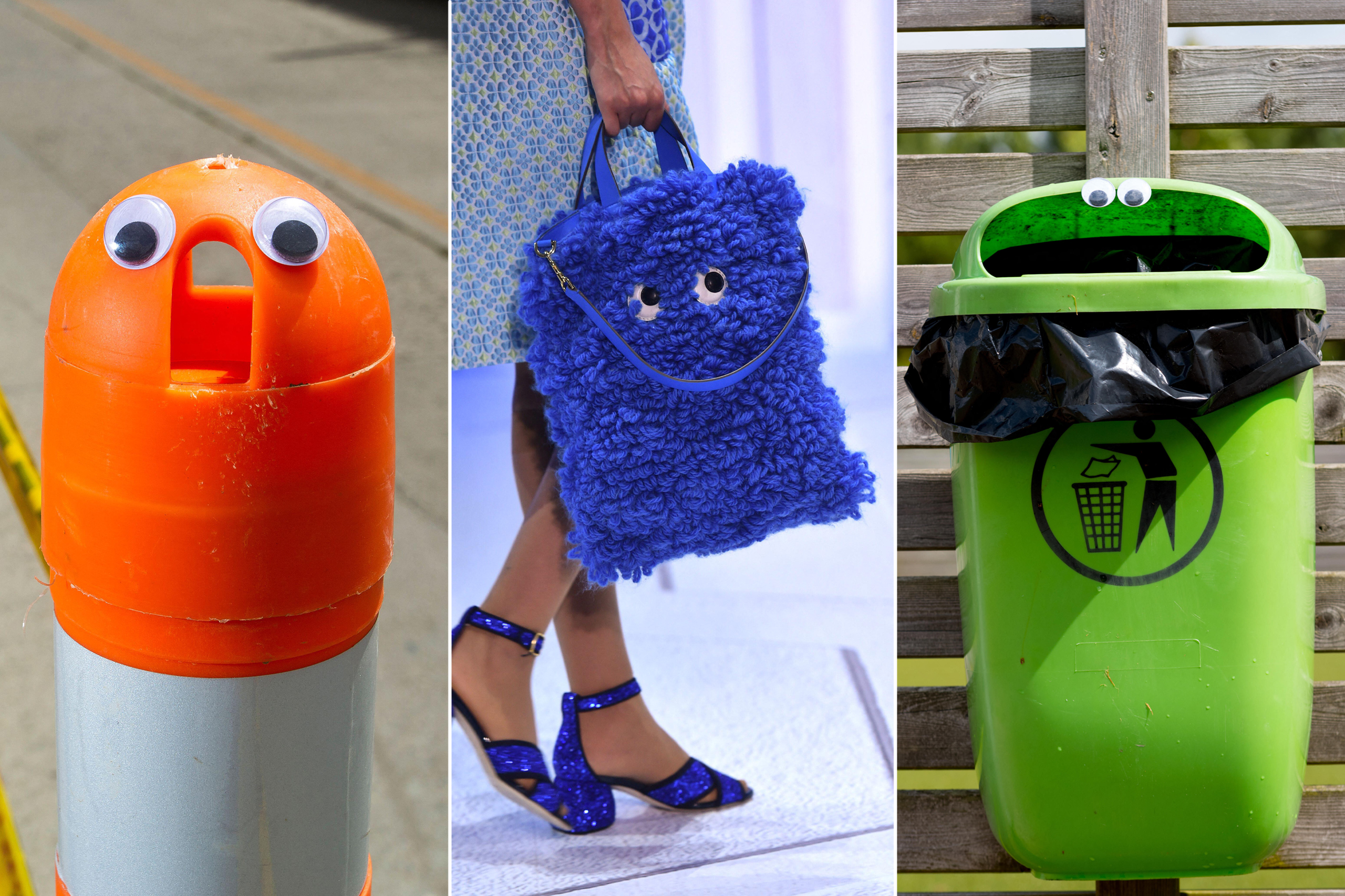 Eyes appear on everything from bollards and bins to designer bags (as seen at Anya Hindmarch's London Fashion Week SS18 show)