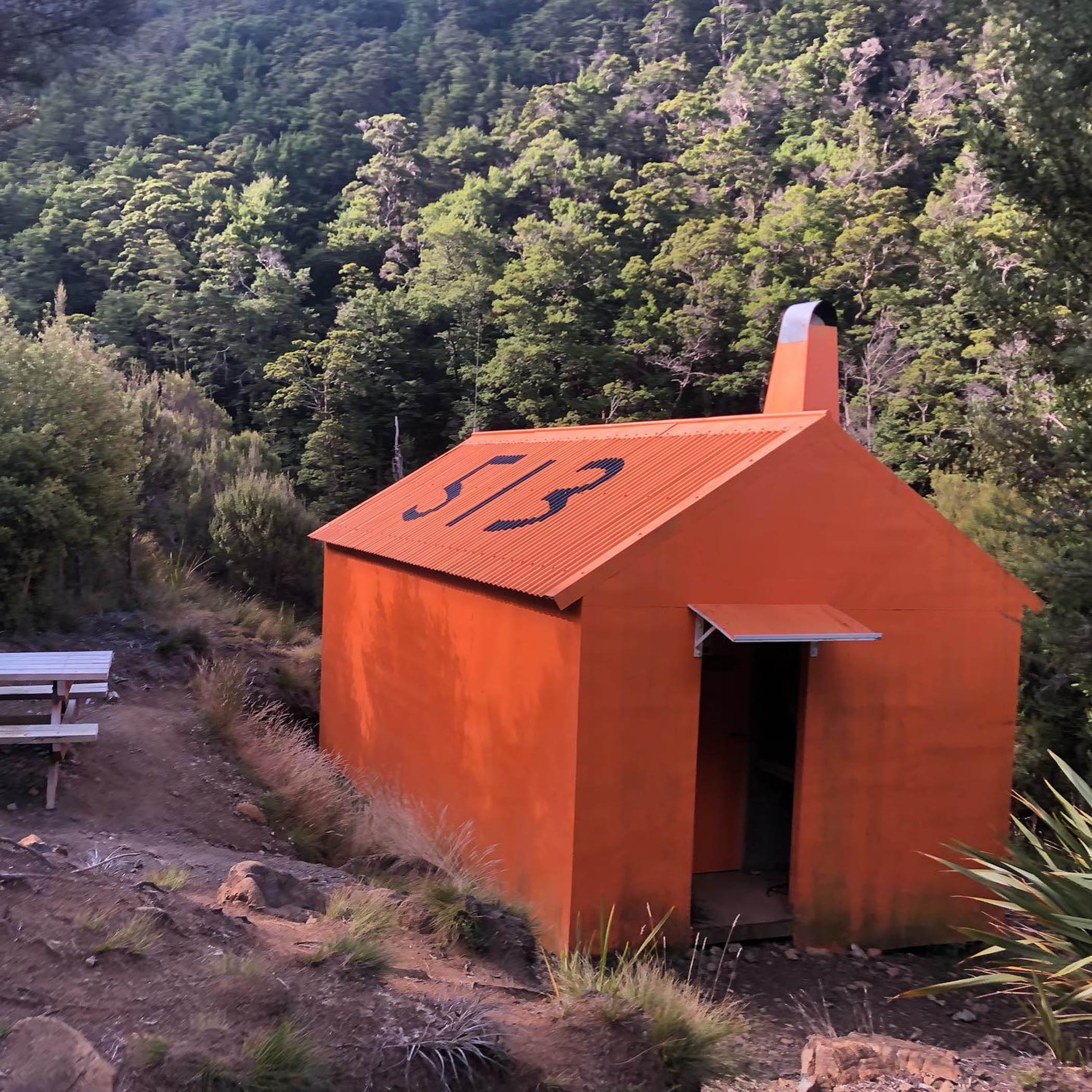 Place of refuge: Top Wairoa Hut in the Richmond Range, painted ‘rescue orange’