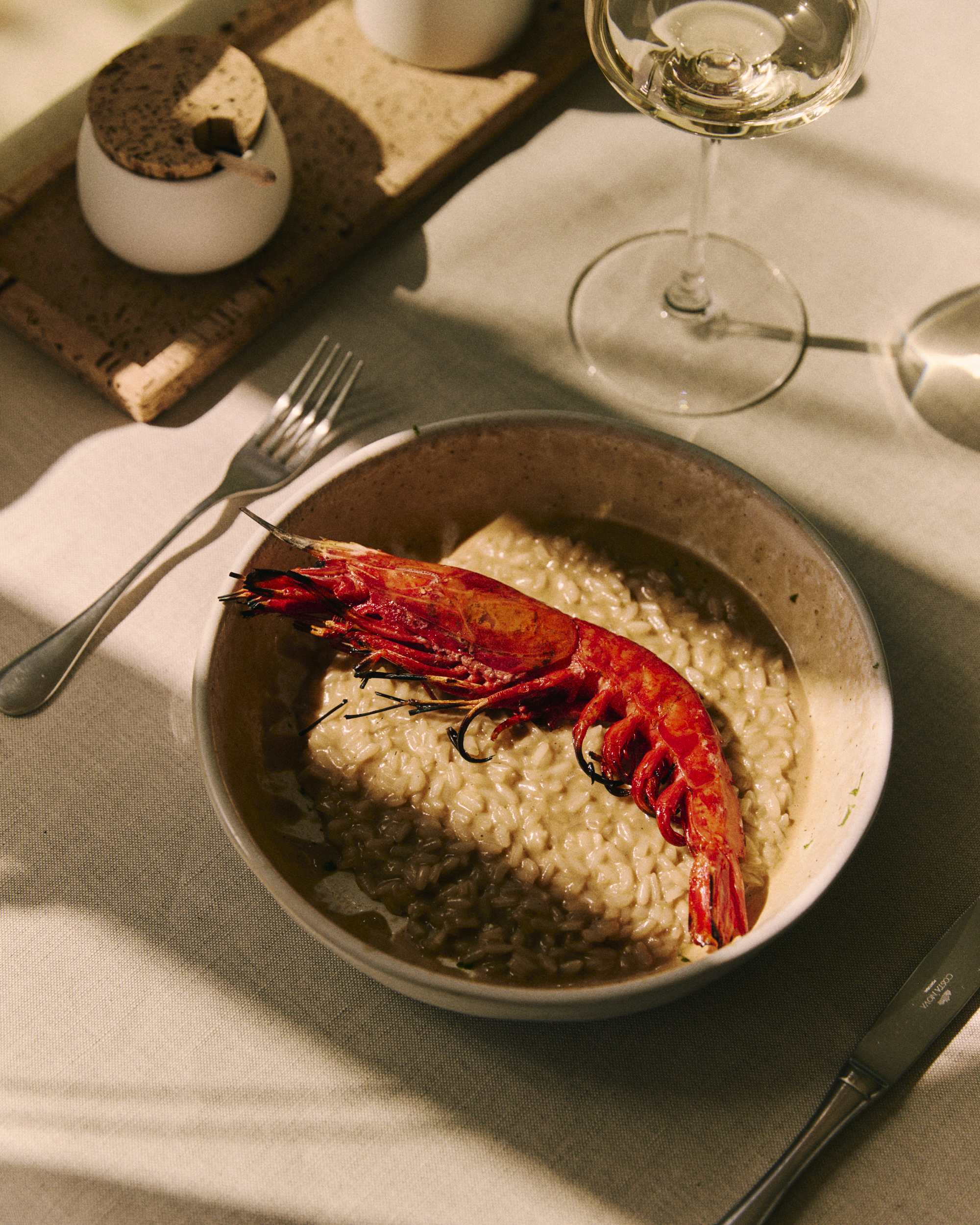 Cashew rice with carabinero prawns at at Elemento Atlântico