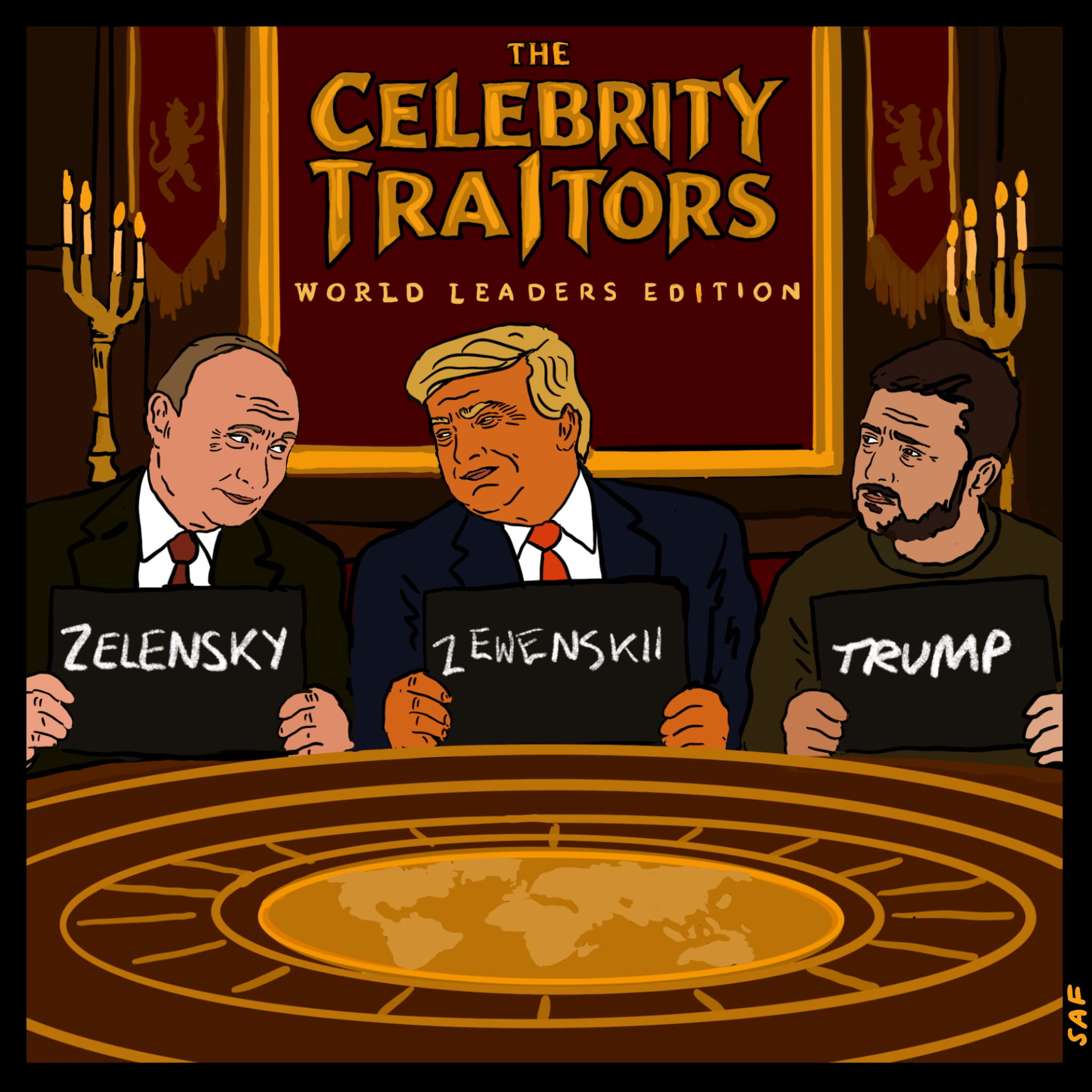 Saf’s cartoon: The Celebrity Traitors – world leaders edition