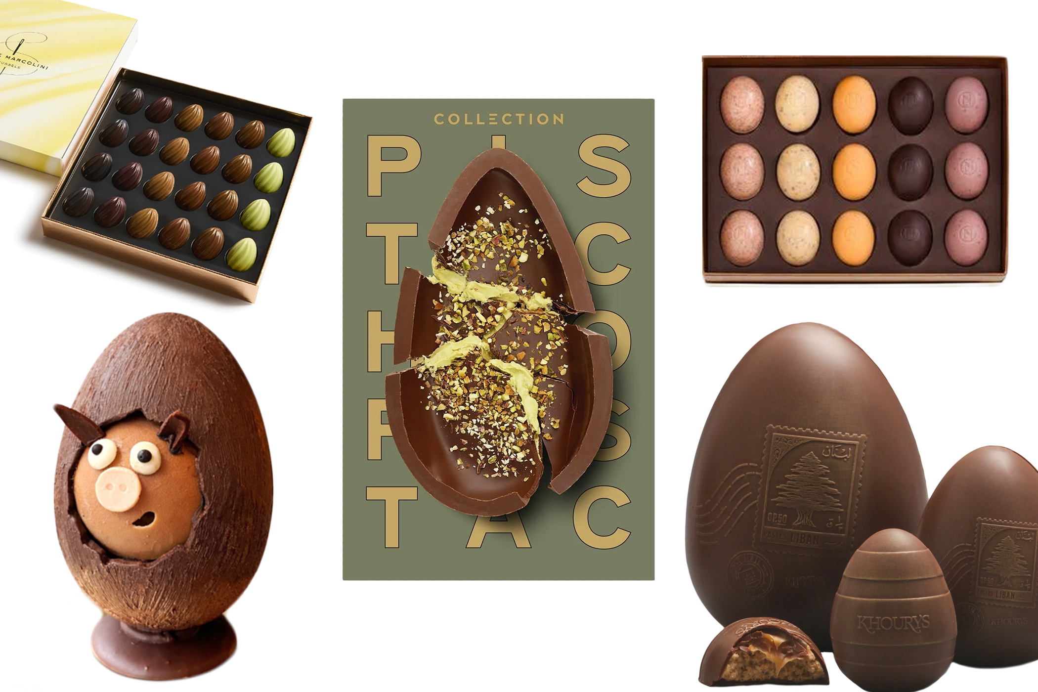 Clockwise from bottom left: Maison Francois, Pierre Marcolini, M&S Collection, Neuhaus, Khourys