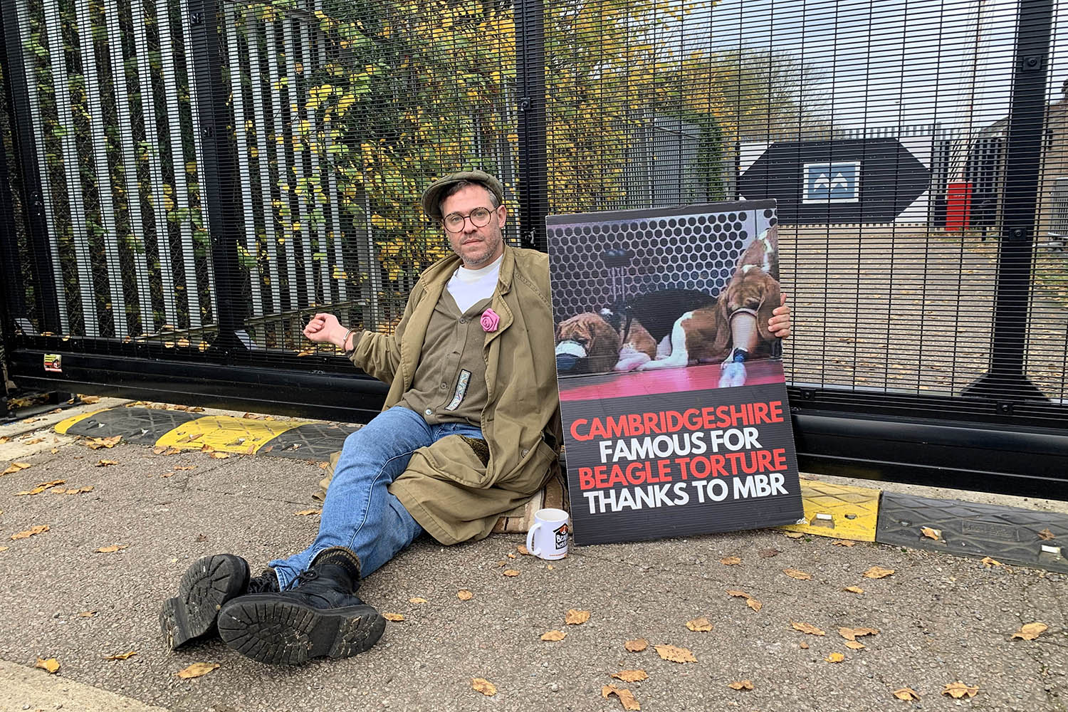 Will Young, after locking himself to the gates of the centre that tests LD50 on Beagles in 2021
